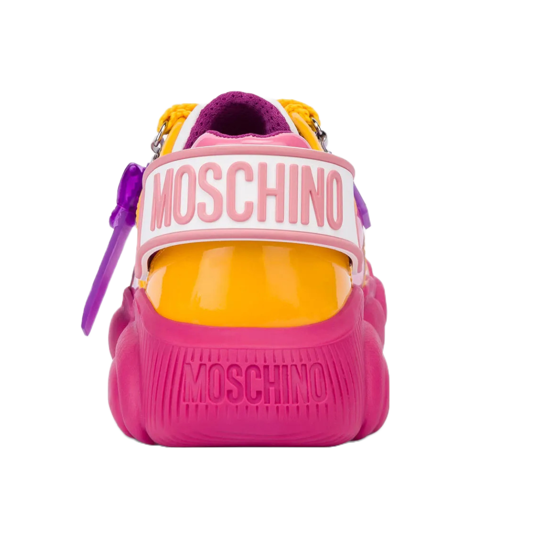 MOSCHINO ROLLER SKATES CANVAS TEDDY SHOES MULTICOLOR