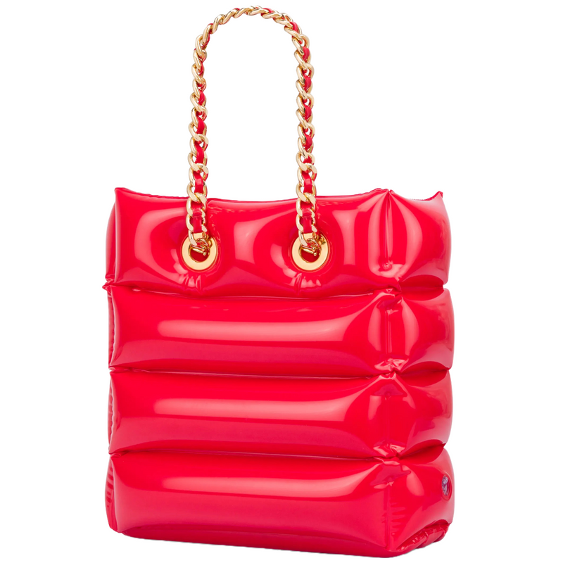 MOSCHINO LETTERING CHARM INFLATABLE SHOPPER RED