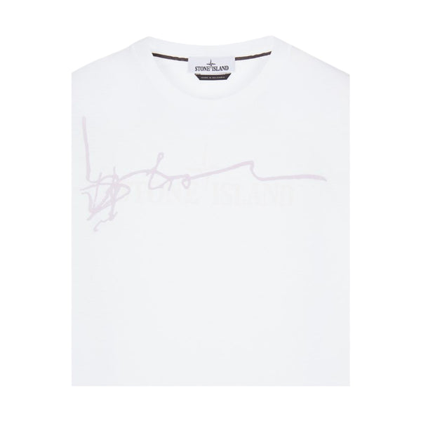 STONE ISLAND 2NS80 30/1 COTTON JERSEY 'INK TWO' PRINT WHITE