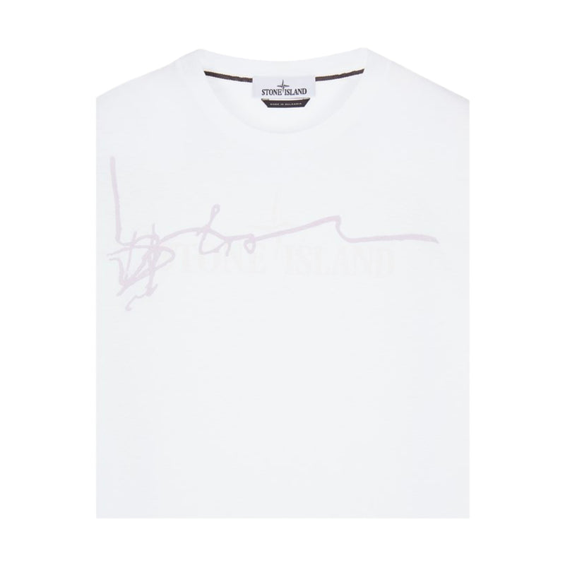 STONE ISLAND 2NS80 30/1 COTTON JERSEY 'INK TWO' PRINT WHITE