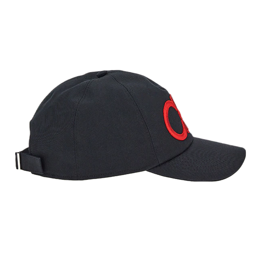 SALVATORE FERRGAMO GANCINI BASEBALL CAP NERO-ROSSO