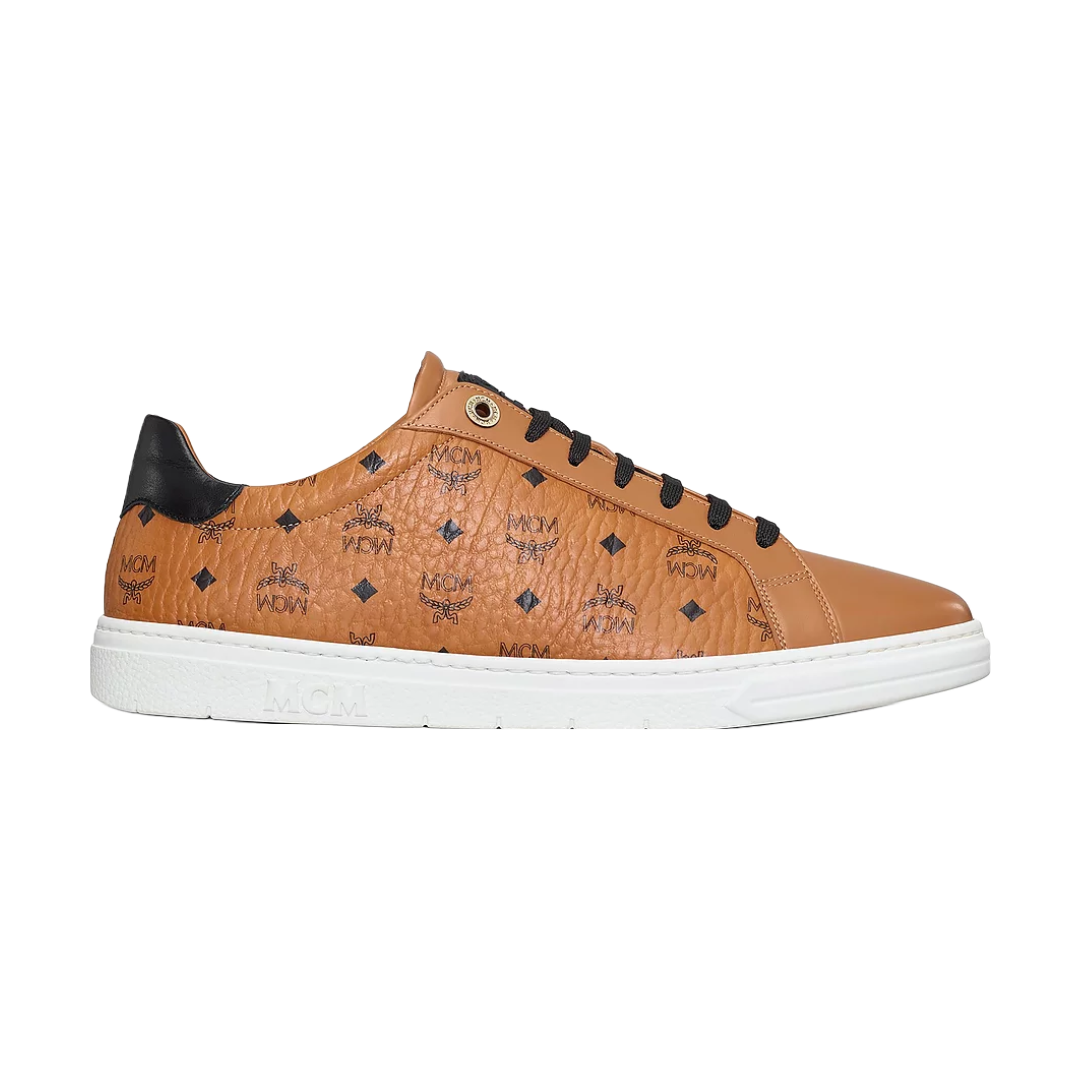 MCM MENS TERRAIN LO SNEAKER IN VISETOS COGNAC/WHITE