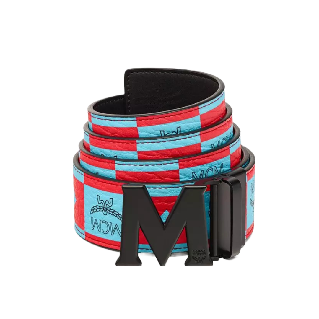 MCM ADJUSTABLE CLAUS M REVERSIBLE BELT 1.75" IN CHECKERBOARD VISETOS