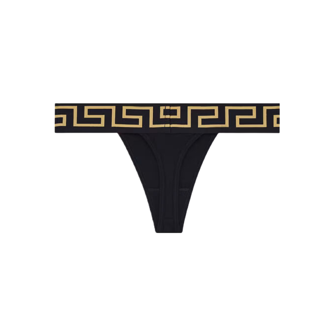 VERSACE GRECA BORDER THONG BLACK/GOLD