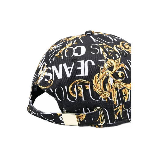 VERSACE JEANS COUTURE ALL OVER LOGO BASEBALL CAP BLACK/GOLD