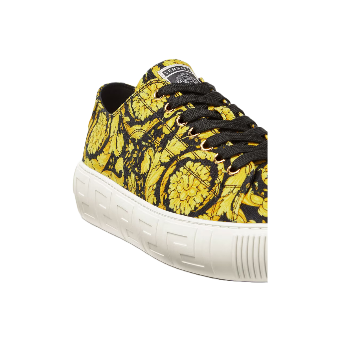 VERSACE WOMENS GRECA BAROCCO SNEAKERS GOLD/BLACK