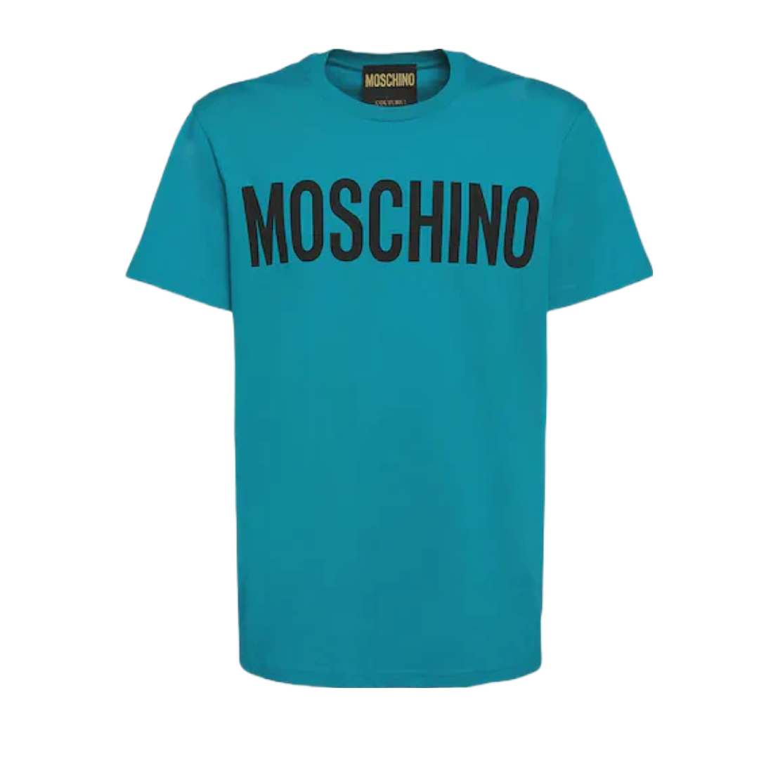 MOSCHINO LOGO PRINT TEAL TSHIRT