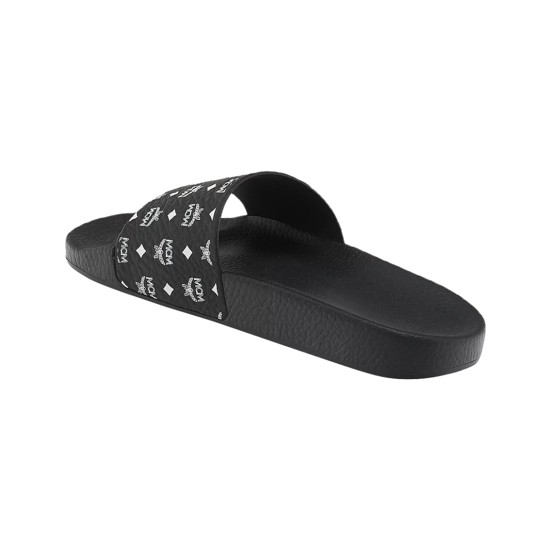 MCM WOMENS MONOGRAM PRINT RUBBER SLIDES