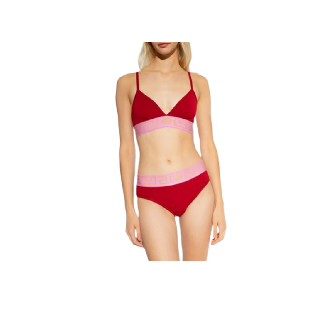 VERSACE GRECA BORDER BRALETTE PARADE RED/FUCHSIA