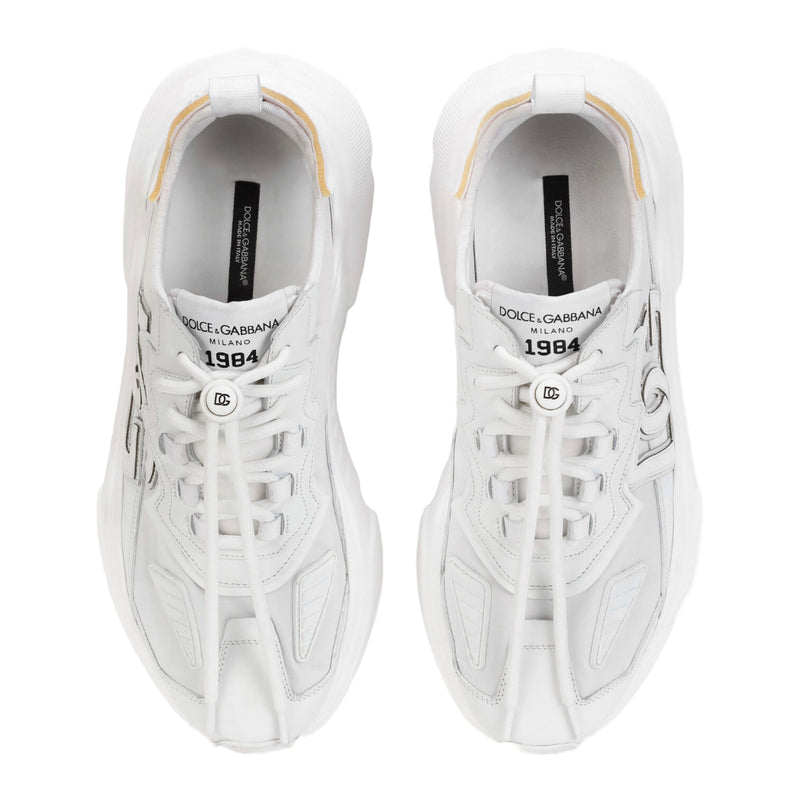 DOLCE & GABBANA MIXED MATERIAL DAYMASTER SNEAKER WHITE