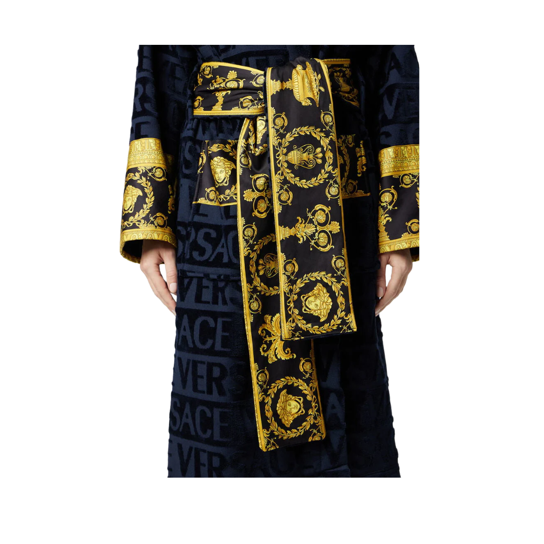 BAROQUE BATHROBE NAVY BLUE