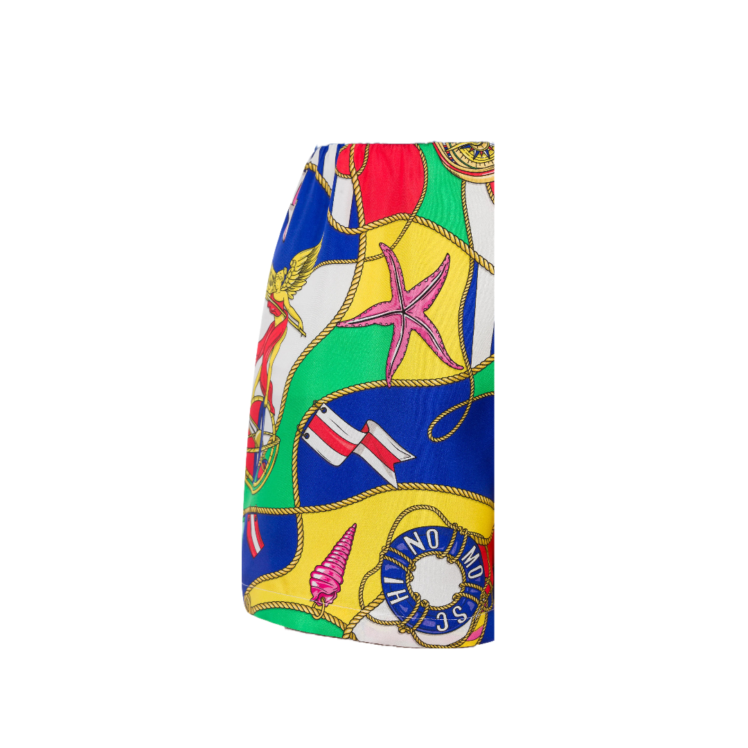 MOSCHINO ALL-OVER NAUTICAL SILK TWILL SHORTS