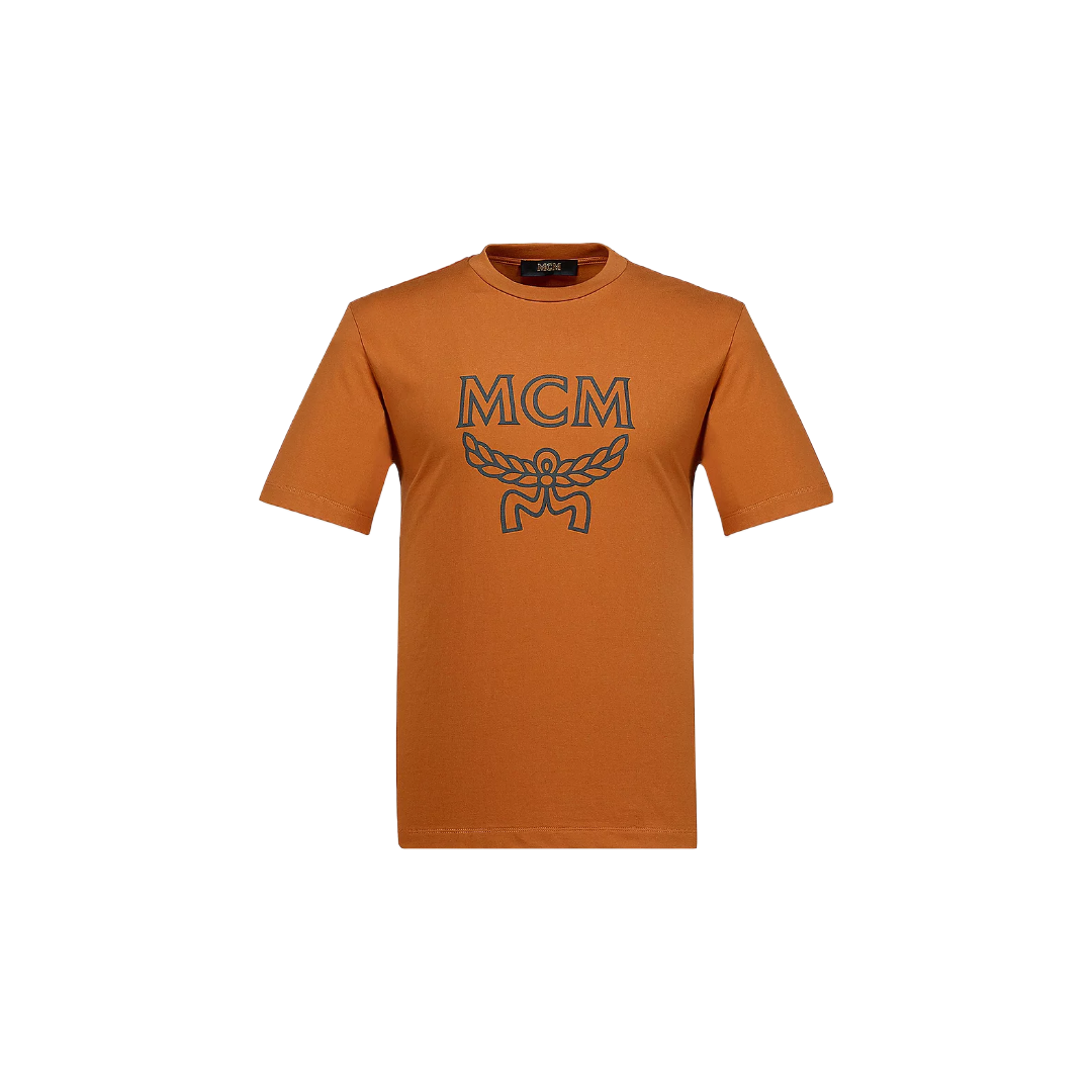 MCM CLASSIC LOGO T-SHIRT IN COGNAC