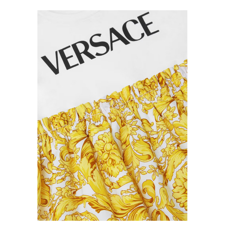 VERSACE BAROCCO TODDLER T-SHIRT DRESS WHITE/GOLD