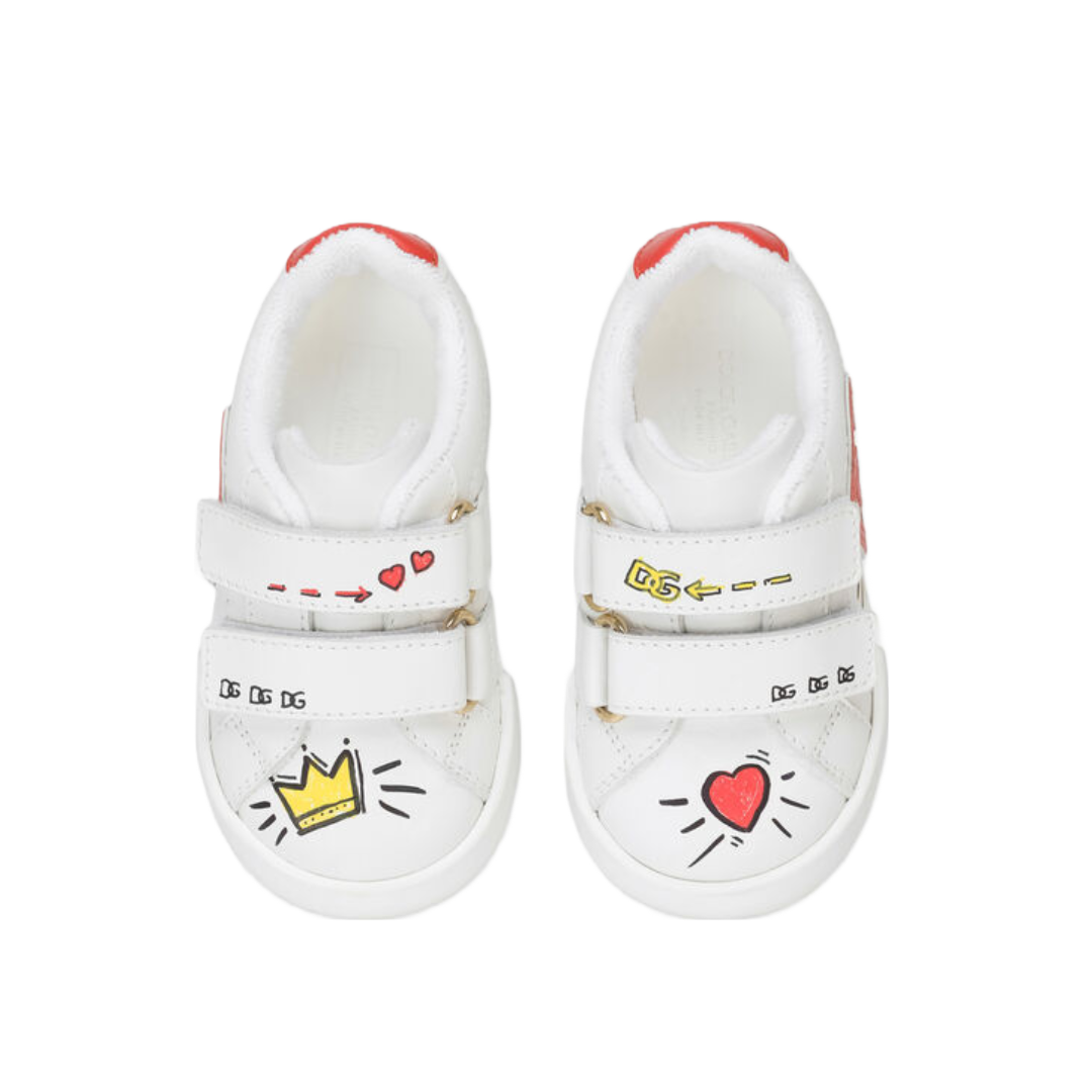 KIDS DOLCE AND GABBANA FIRST STEPS PORTOFINO LIGHT SNEAKERS WITH LOGO