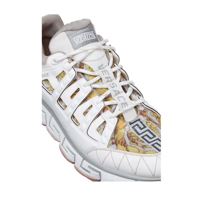 VERSACE WOMENS TRIGRECA SNEAKERS WHITE SILVER GOLD Enzo Clothing