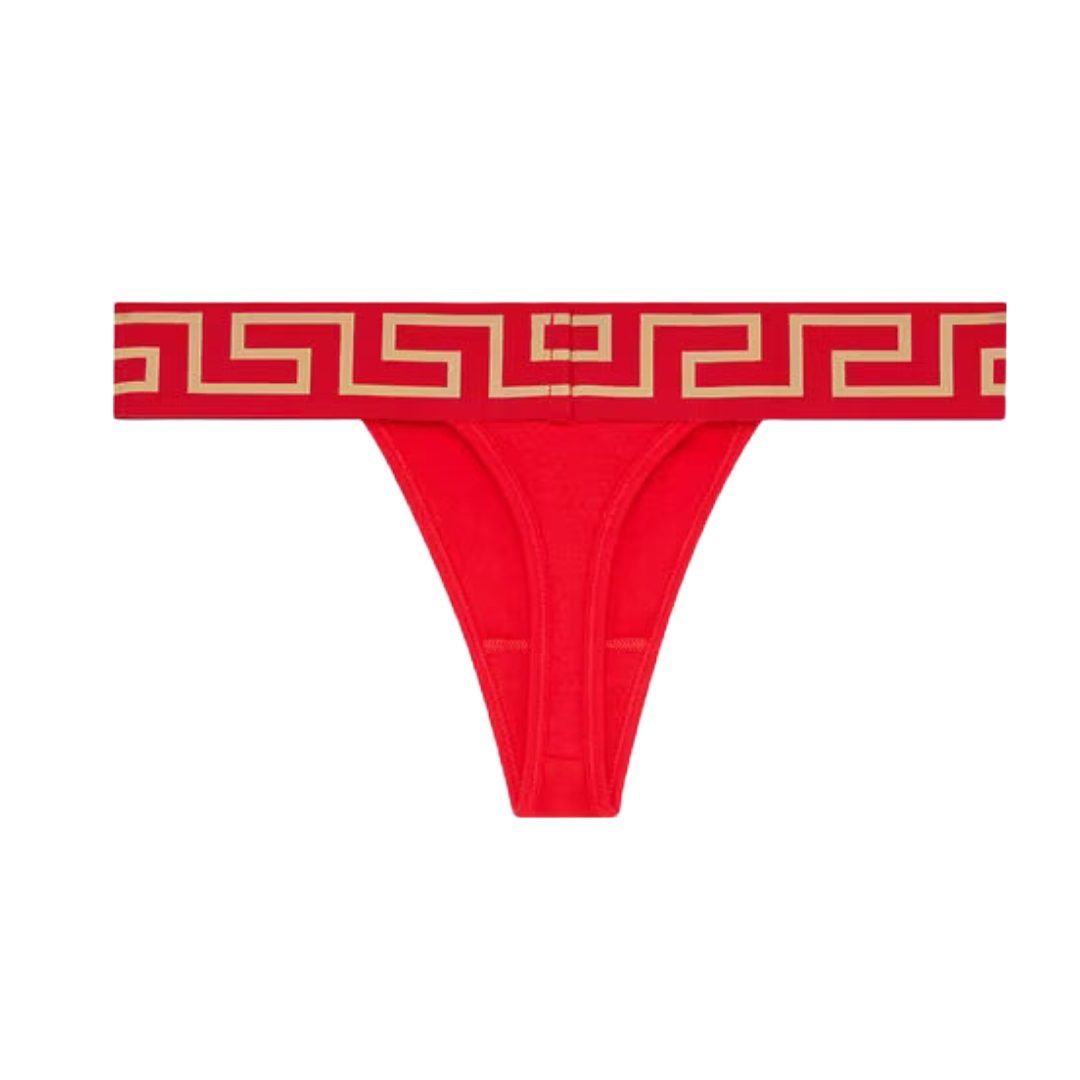 VERSACE GRECA BORDER THONG RED/GOLD