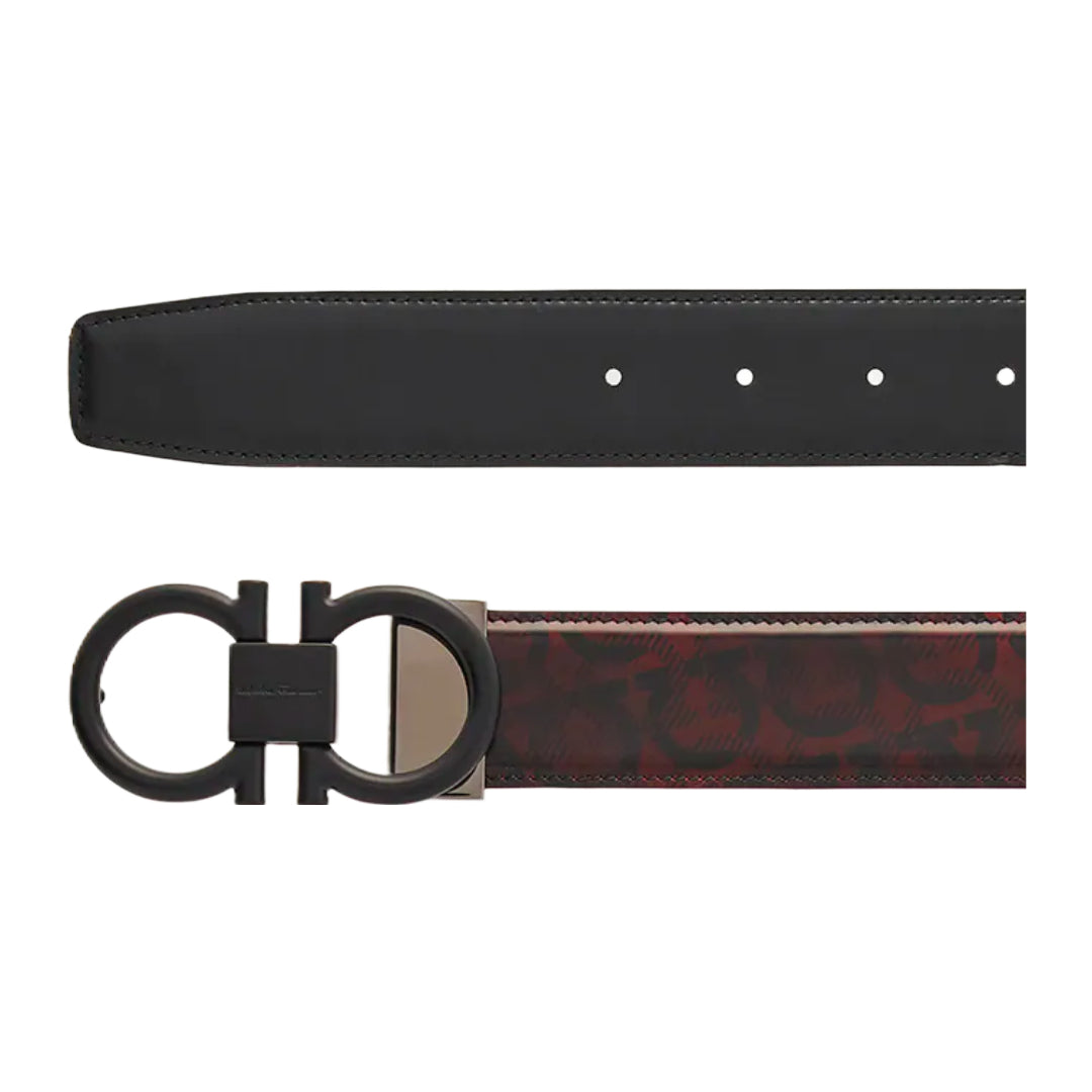 SALVATORE FERRAGAMO REVERSIBLE AND ADJUSTABLE GANCINI BELT RED/BLACK