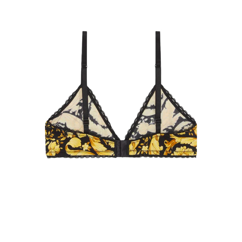 VERSACE Bralette bikini top in black/ gold