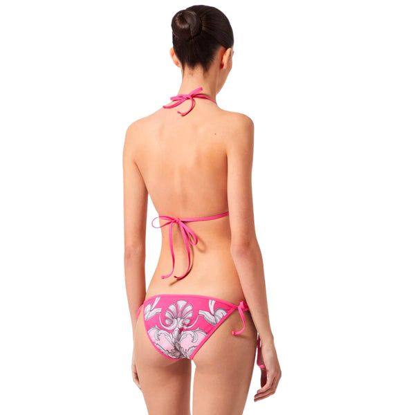 VERSACE SILVER BAROQUE REVERSIBLE BIKINI BOTTOMS FUXIA/ROSE