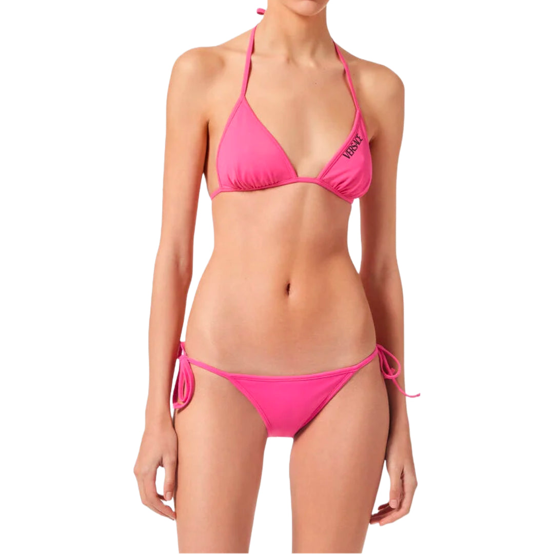 VERSACE SILVER BAROQUE REVERSIBLE BIKINI BOTTOMS FUXIA/ROSE