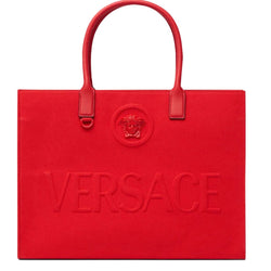 VERSACE CANVAS TOTE RED/GOLD