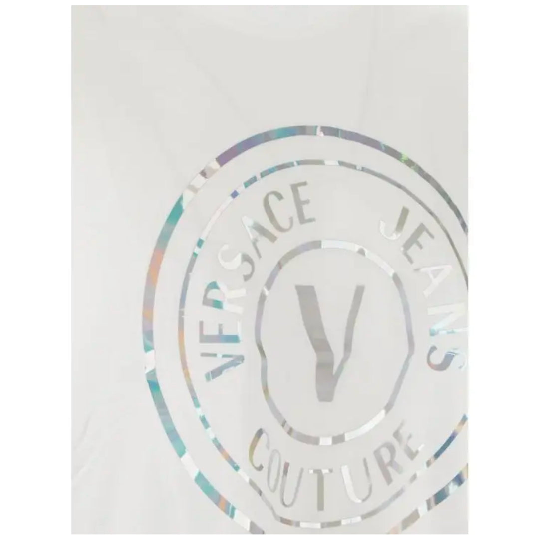 VERSACE JEANS COUTURE LOGO PRINT T-SHIRT WHITE/SLIVER