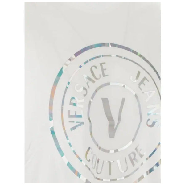VERSACE JEANS COUTURE LOGO PRINT T-SHIRT WHITE/SLIVER