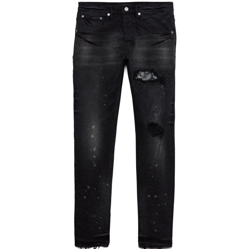 Buy PURPLE BRAND Bandana Print Patch Jeans 'Black' - P001 BPBL122