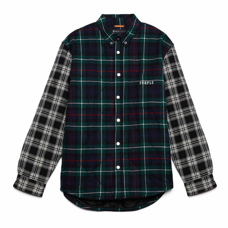 PURPLE P313 QUILTED PLAID SHIRT