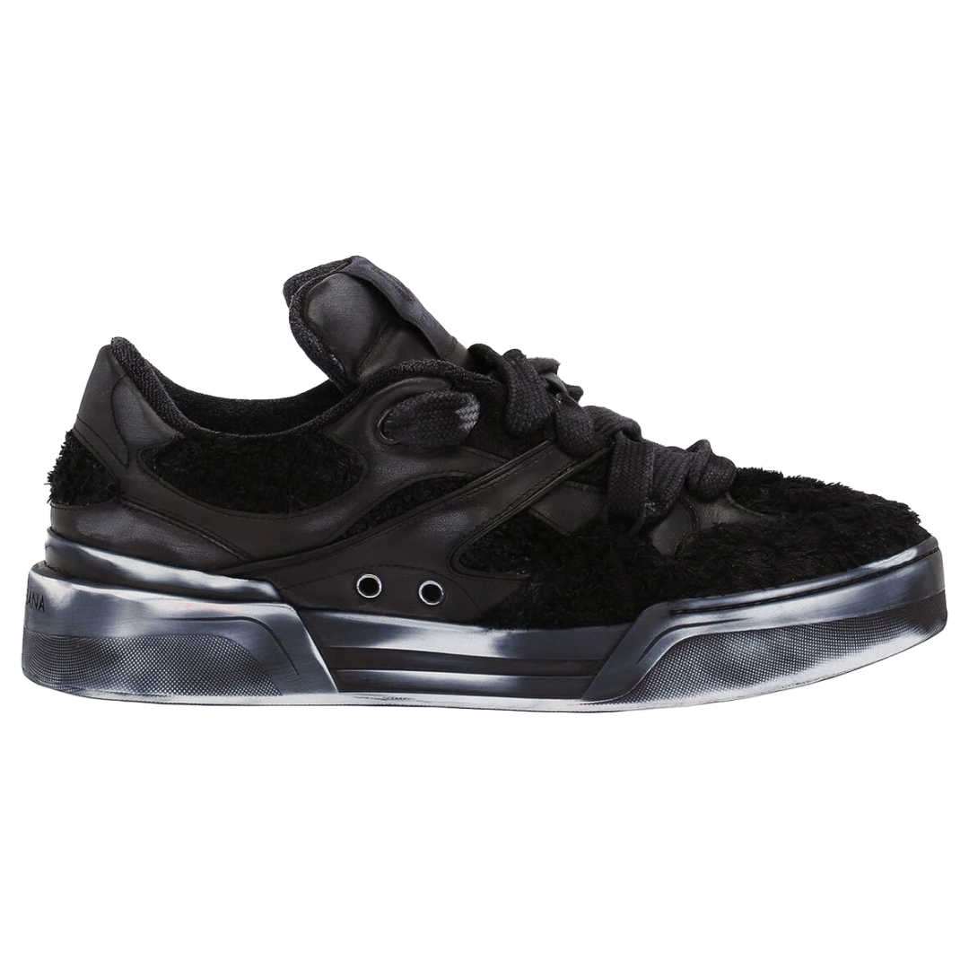 DOLCE & GABBANA TERRYCLOTH ROMA SNEAKERS BLACK