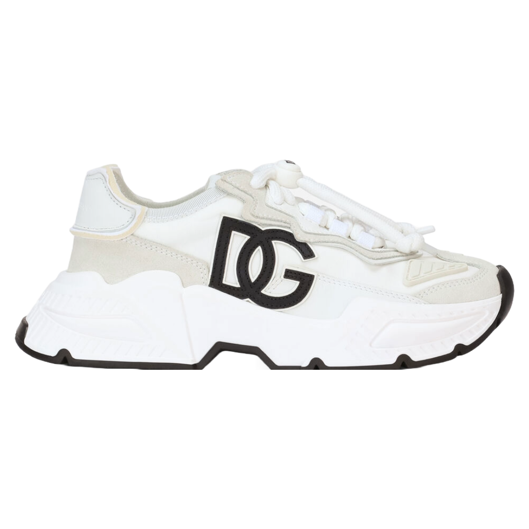 DOLCE & GABBANA KIDS DAYMASTER SNEAKER WHITE WITH BLACK LOGO