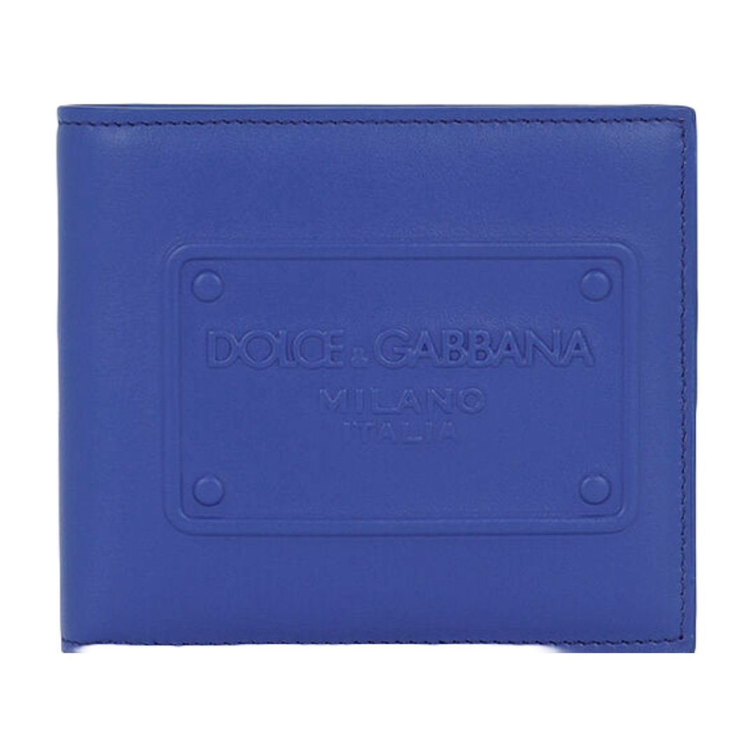 DOLCE & GABBANA BI-FOLD RAISED LOGO WALLET BLUE