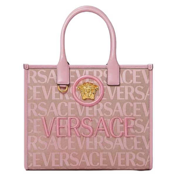 VERSACE ALL OVER SMALL TOTE BAG PINK/BEIGE