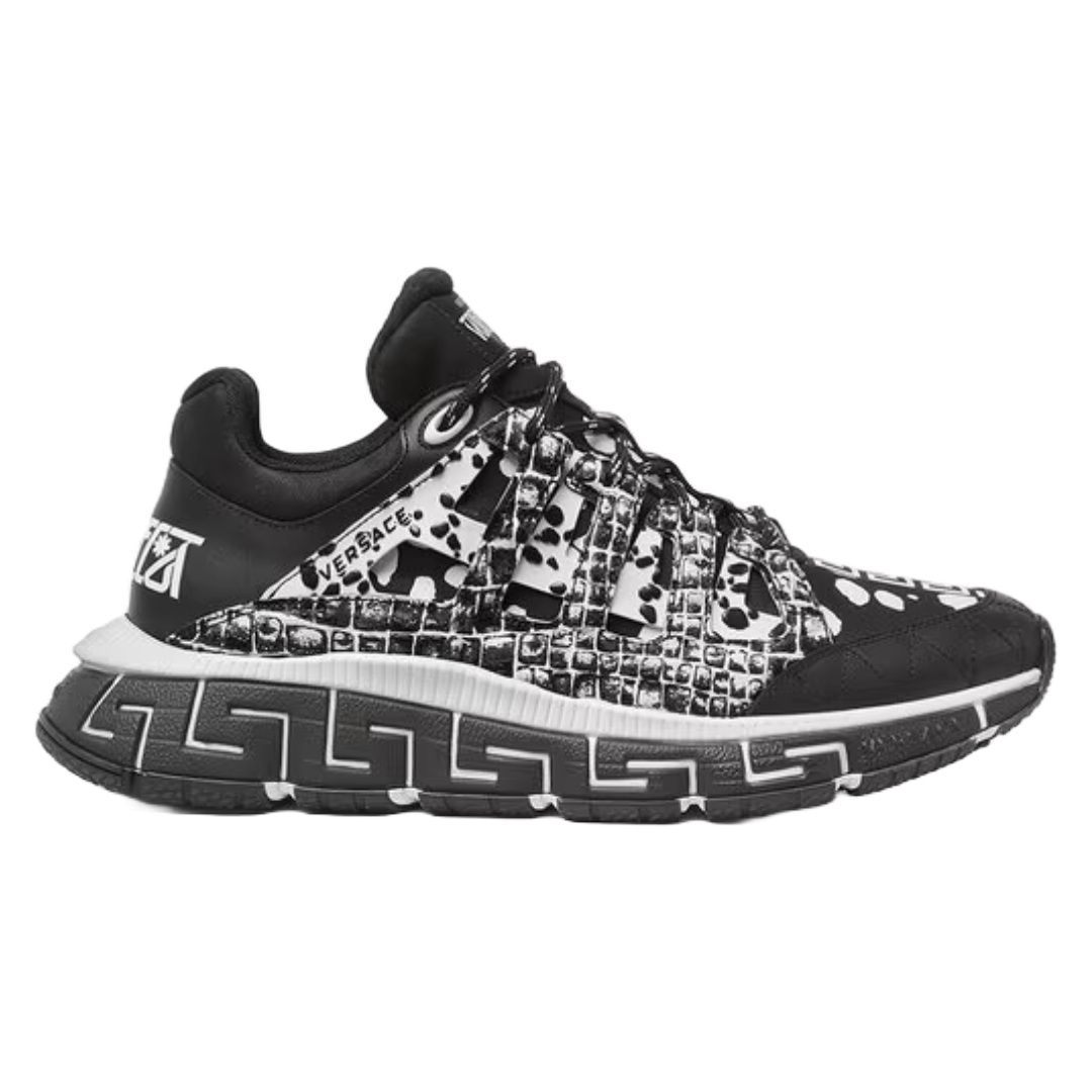 VERSACE TRIGRECA SNEAKERS PRINTED BLACK/WHITE