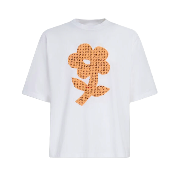 MARNI FLOWER WORD PUZZLE ORGANIC COTTON JERSEY LILY WHITE