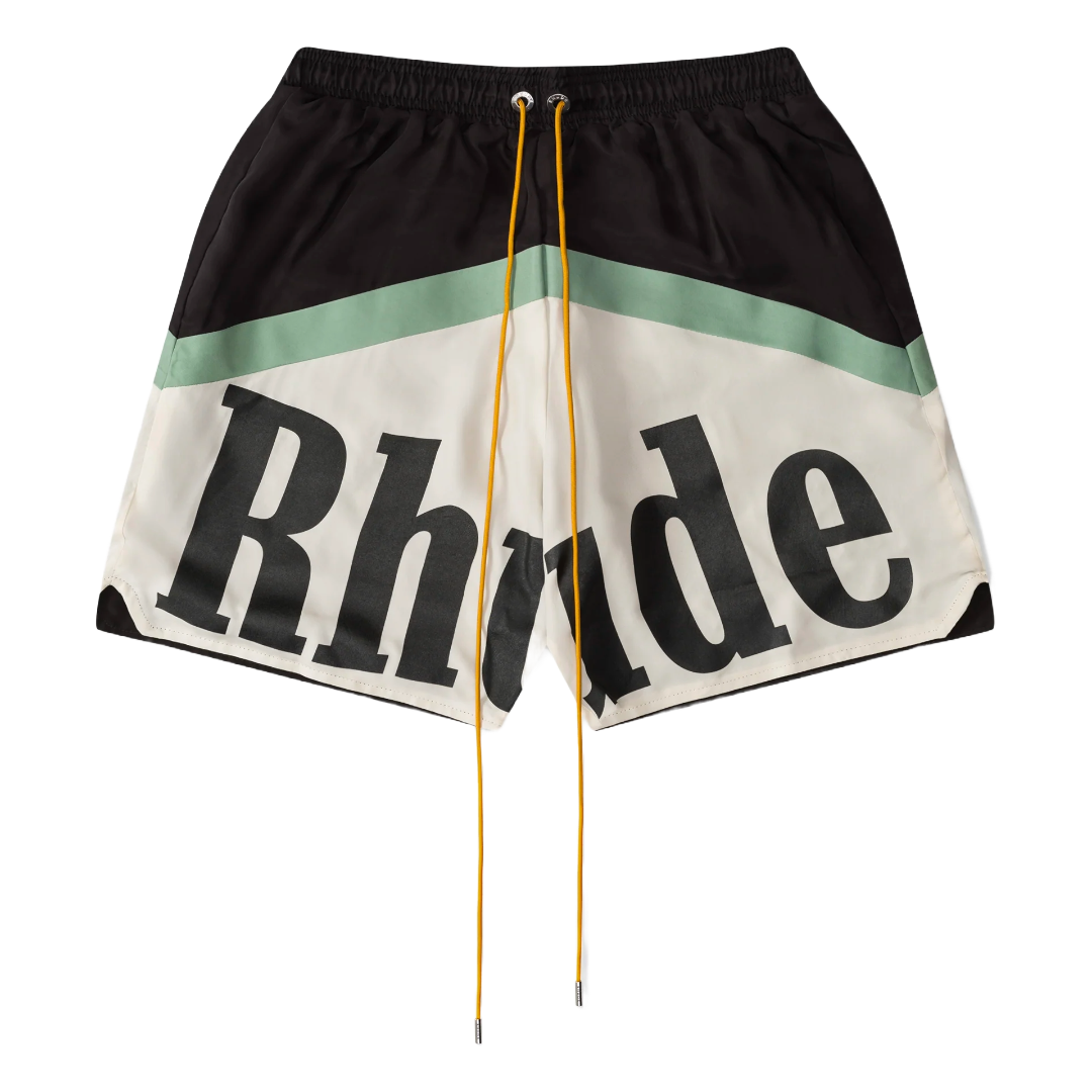 RHUDE AWAKEING SHORTS BLACK/GREEN/CREME