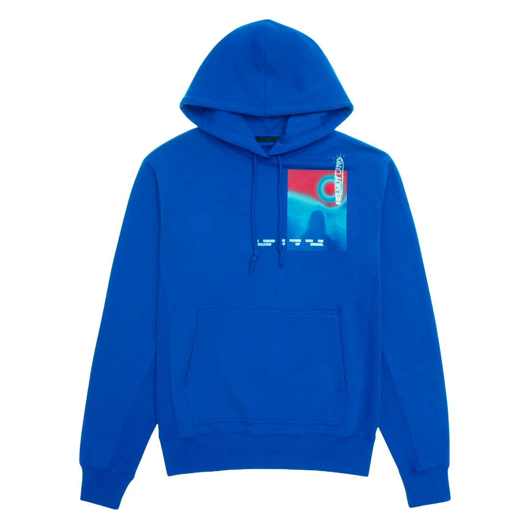 HELMUT LANG SPACE LOGO HOODIE BLUE