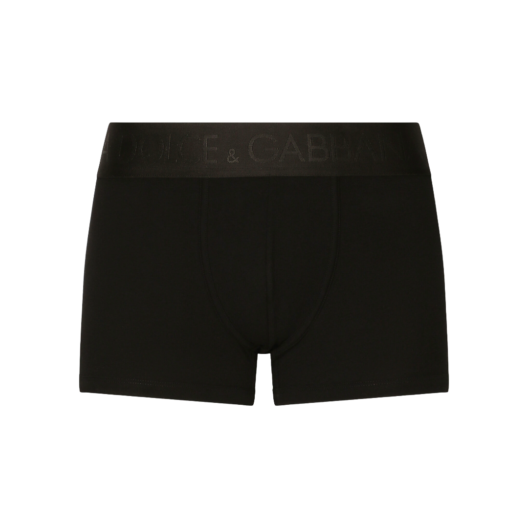 DOLCE & GABBANA TWO-WAY-STRETCH JERSEY REGULAR-FIT BOXERS BLACK/BLACK