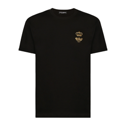 DOLCE & GABBANA COTTON T-SHIRT WITH EMBROIDERY | BLACK