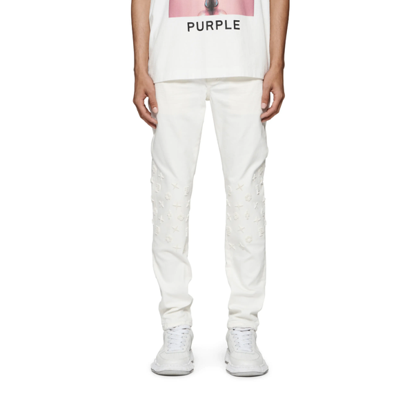 Purple Brand Bandana Print Patch Jeans in White