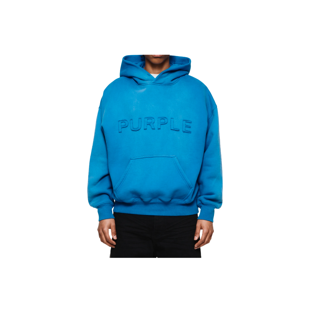 PURPLE BRAND CUTOUT WORDMARK OVERSIZED HOODIE BLUE