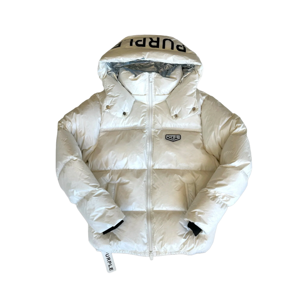 PURPLE BRAND NYLON PUFFER JACKET WHITE