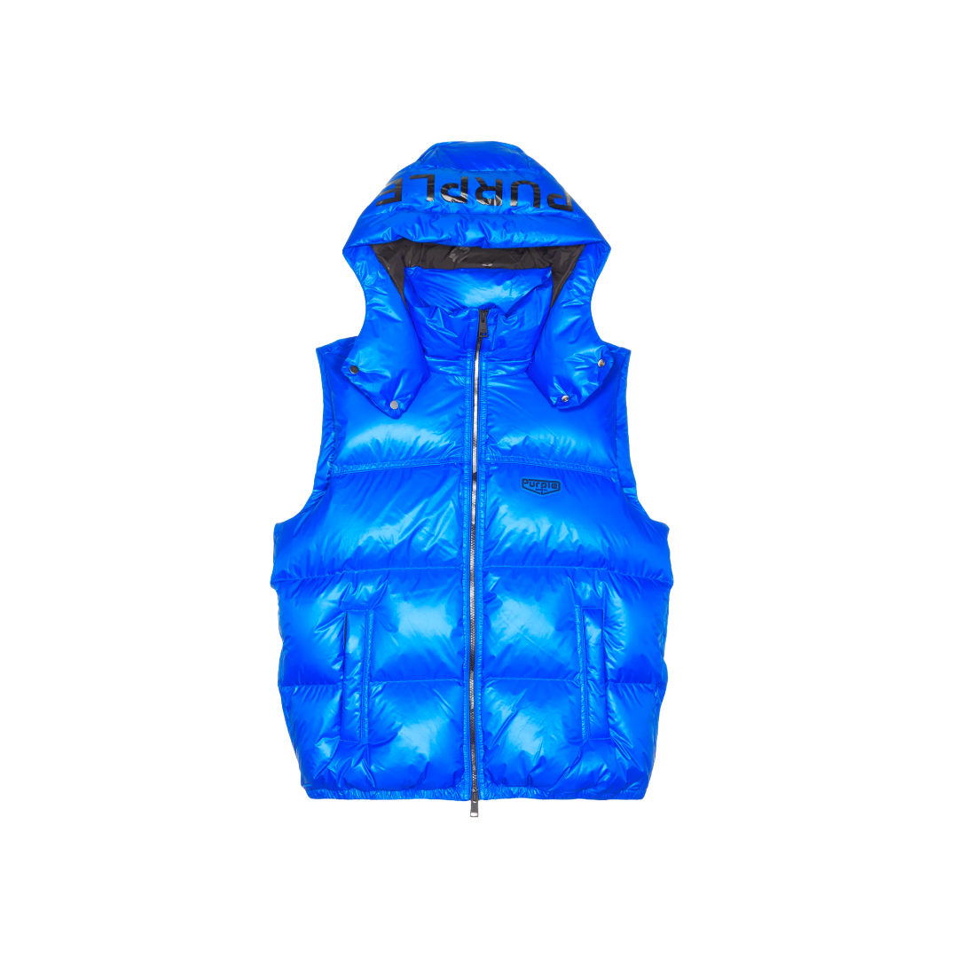 PURPLE BRAND NYLON PUFFER VEST BLUE