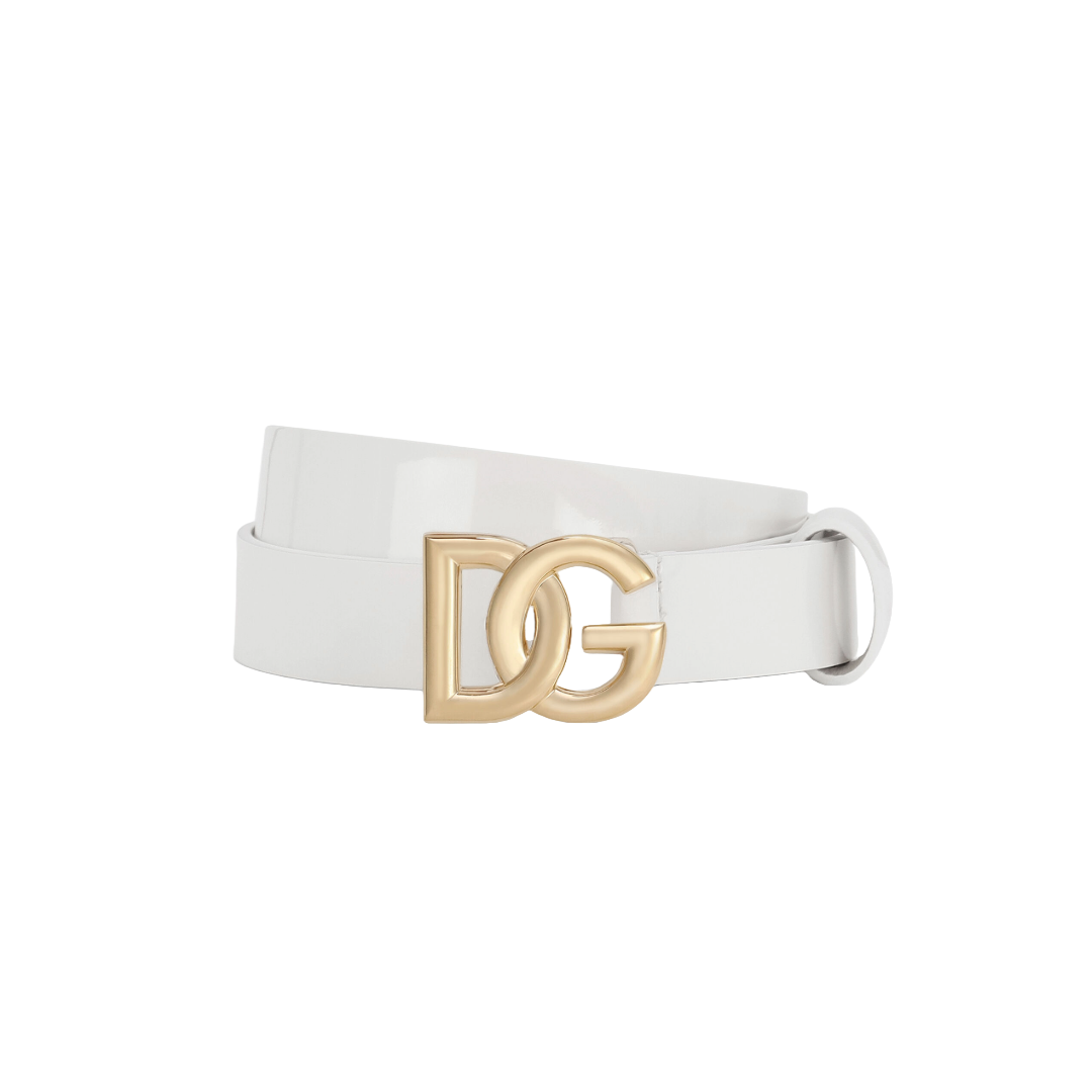 DOLCE & GABBANA KIDS PATENT LEATHER BELT WITH DG LOGO