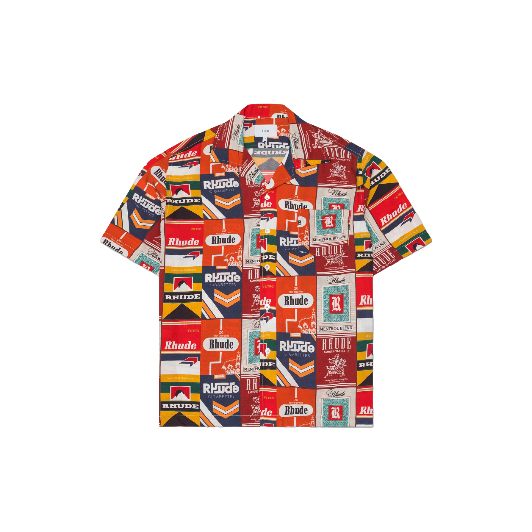 RHUDE CIGARETTA SILK SHIRT RED MULTI