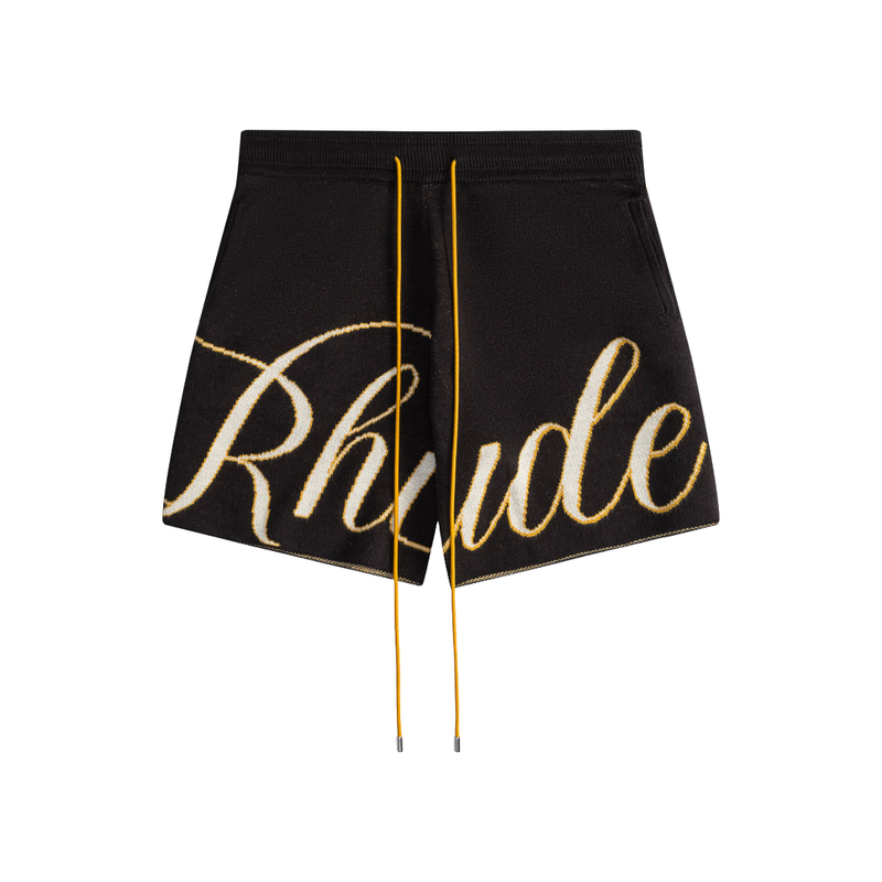 RHUDE SCRIPT KNIT SHORT BLACK/CREME