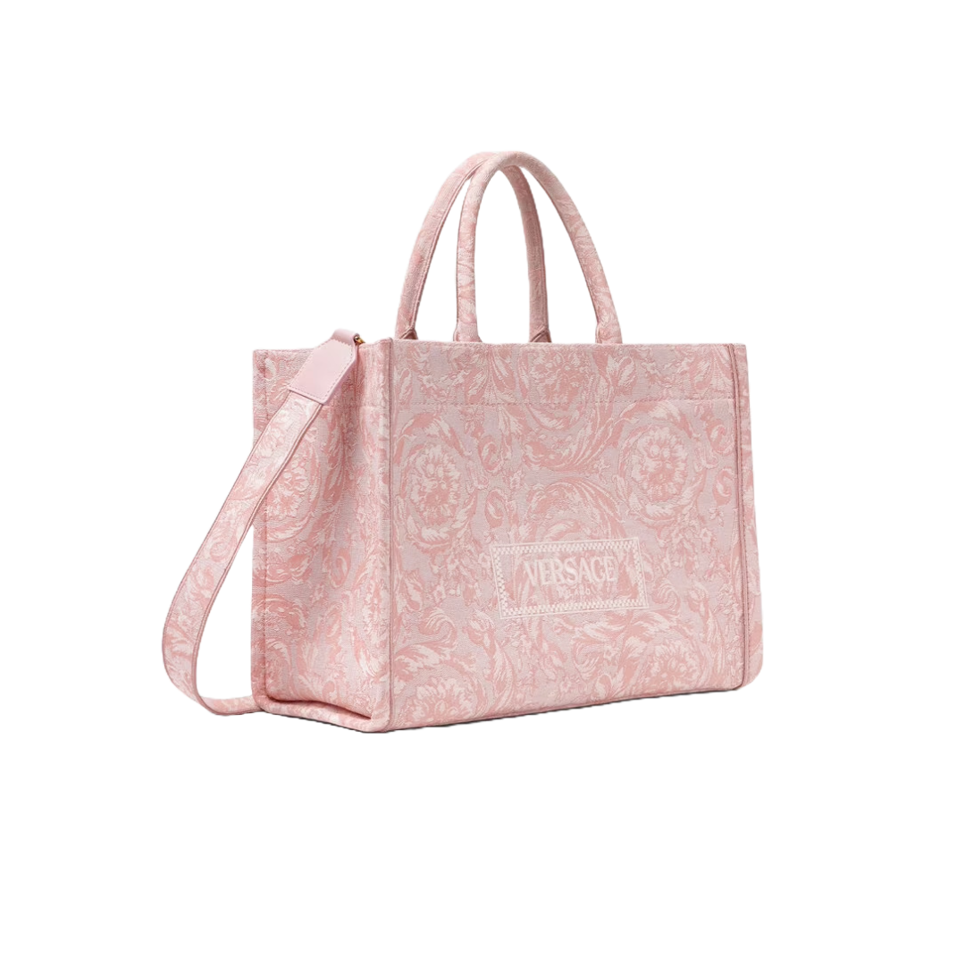 VERSACE BAROCCO ATHENA TOTE BAG PINK PRINT