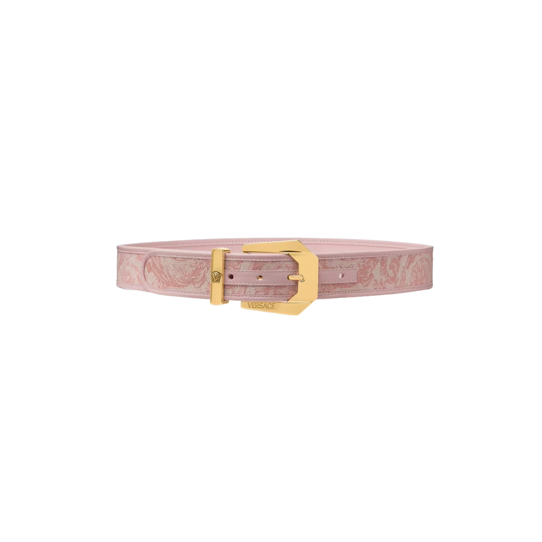 VERSACE BAROCCO MEDUSA HERITAGE JACQUARD BELT PINK