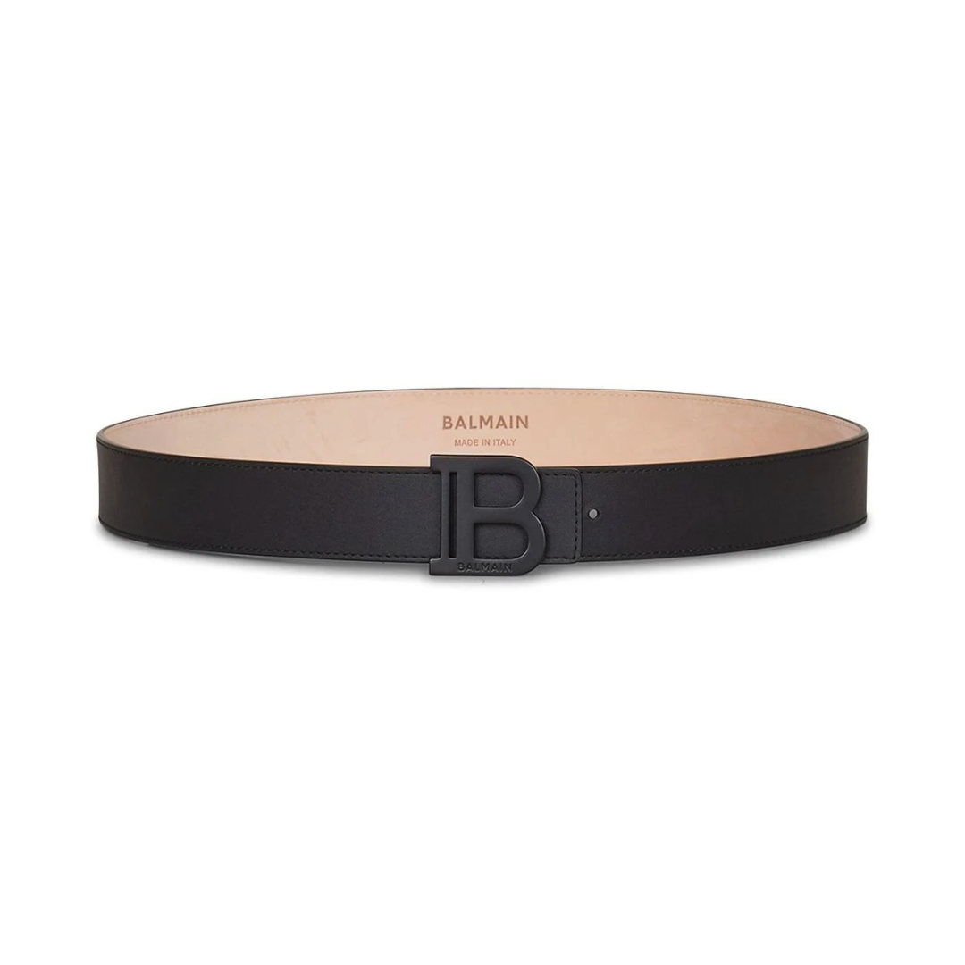 BALMAIN SMOOTH LEATHER B-BELT BLACK